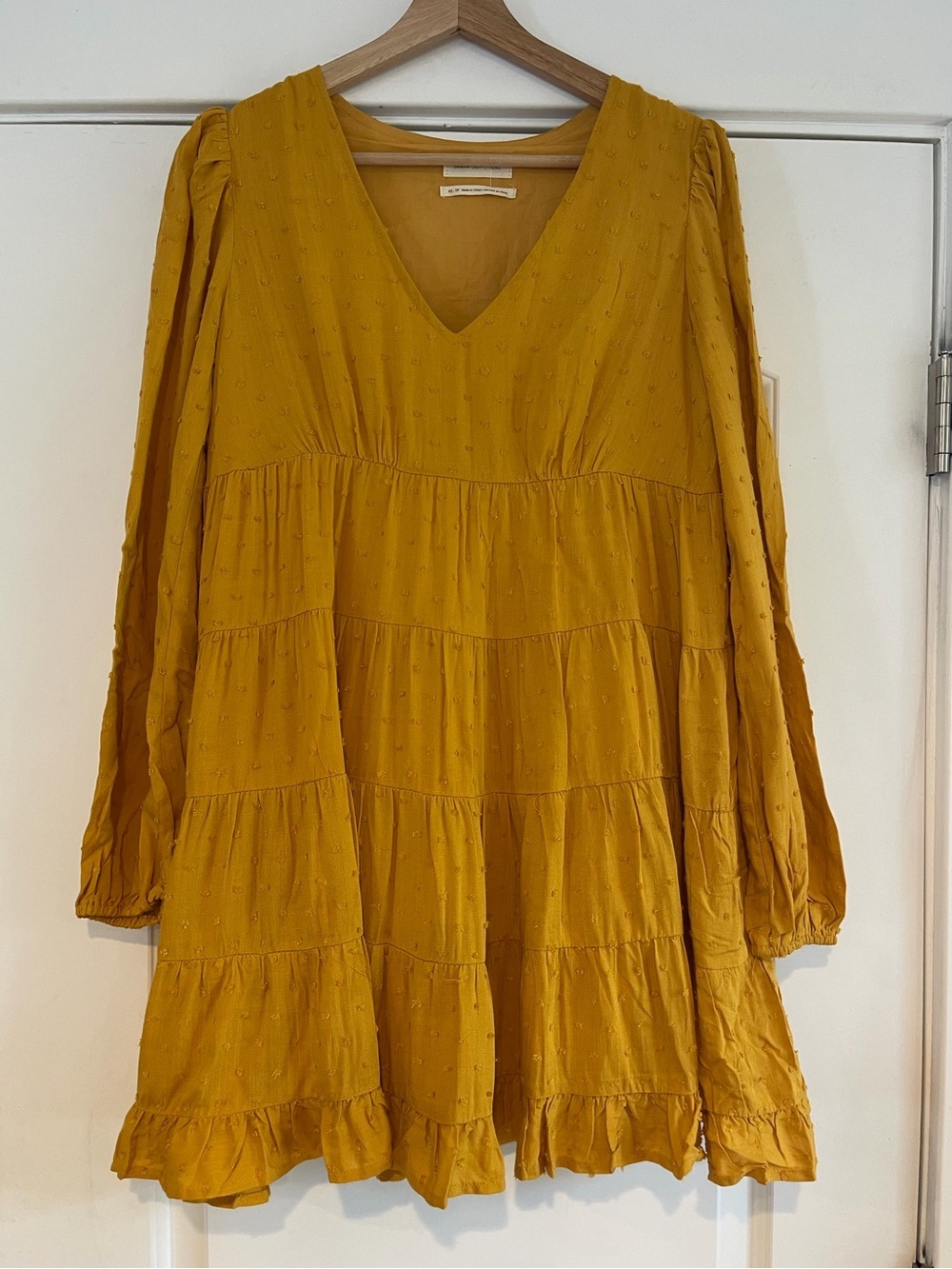 Urban Outfitters Tiered Mini Dress Mustard - XS